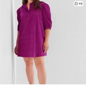 GAP Purple Corduroy Mini Dress with Ruffle Sleeves